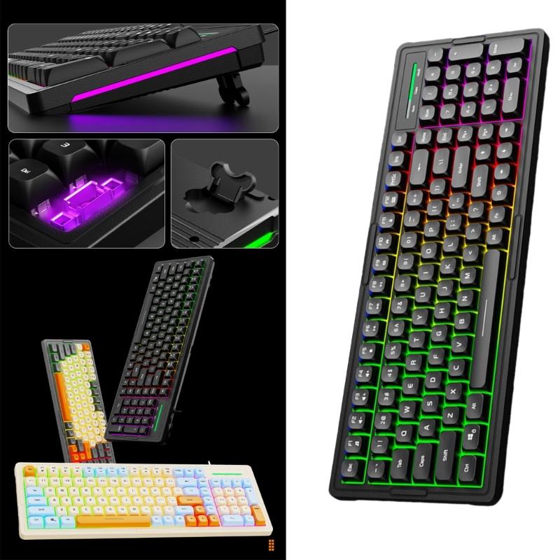 Gaming Keyboard with Tactile Feedback Color Illumination Waterproof Construction Universal Compatibility