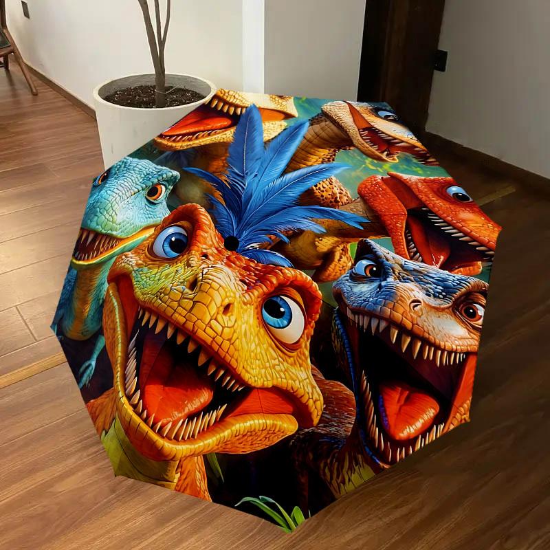 1PC Dinosaur Umbrella-8-Rib Reinforced, Automatic Open, Lightweight & Durable, Fashion Accessory for Outdoor, H0393