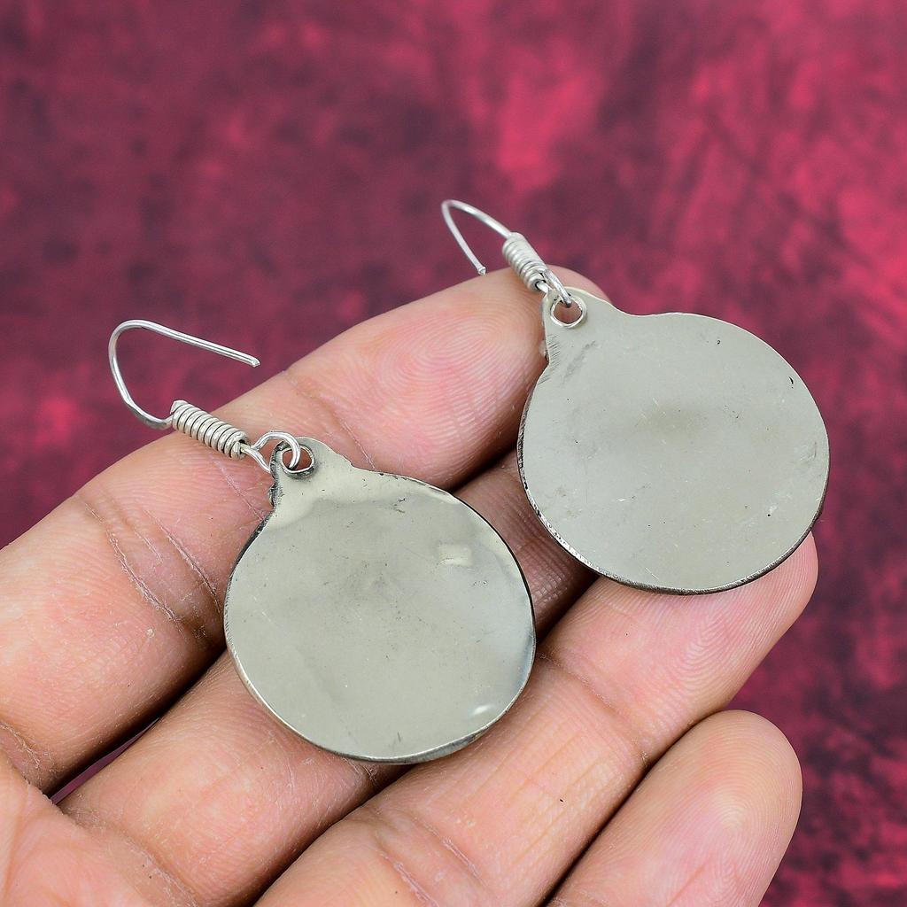 Red Coral Handmade Gemstone Nepali Earrings, 925 Solid Sterling Silver Earrings Antique Jewelry, For Engagement Gift