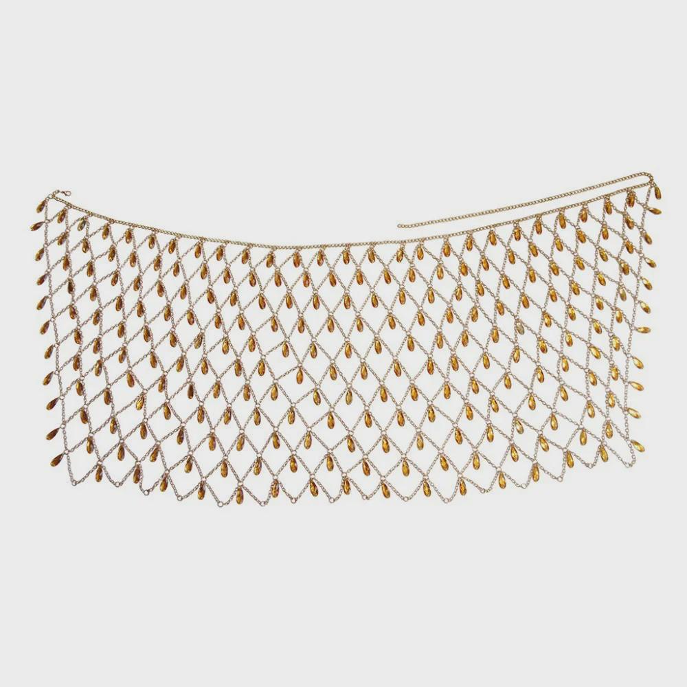 European & American Layered Sexy Body Chain with Water Drop Gem Pendant