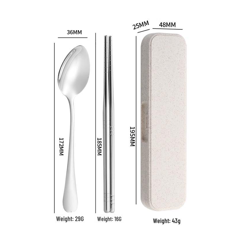 ZISIZ Portable 304 Stainless Steel 2-Piece Cutlery Set
