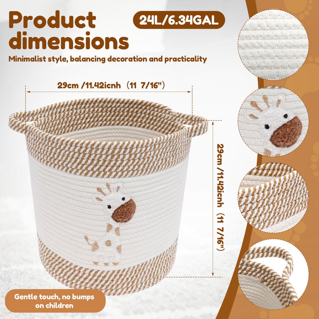 Storage Basket Cotton Corded Rope Multipurpose Sundries Toy Organizer Foldable Household Gift Laundry Basket