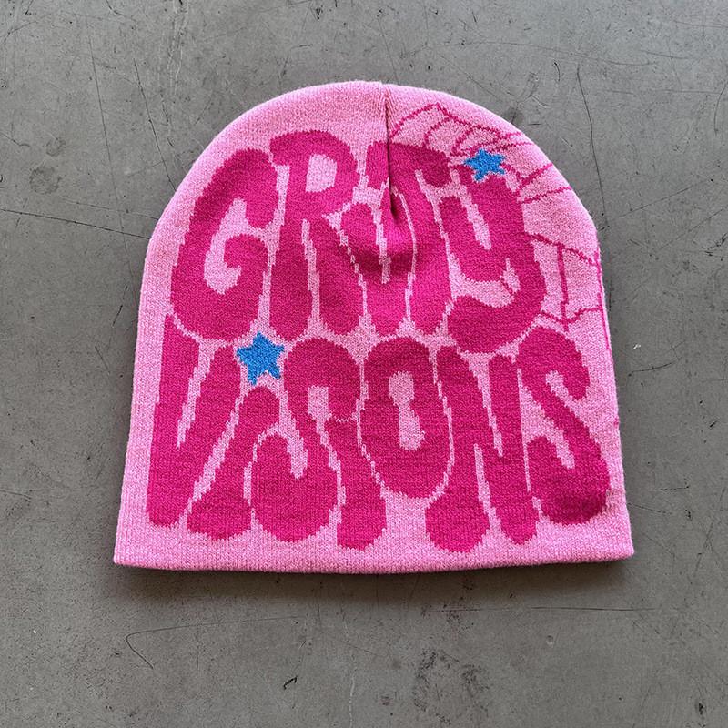 Letters Visions Grvty Knit Beanie Hats Winter Embroidered Streetwear Casual
