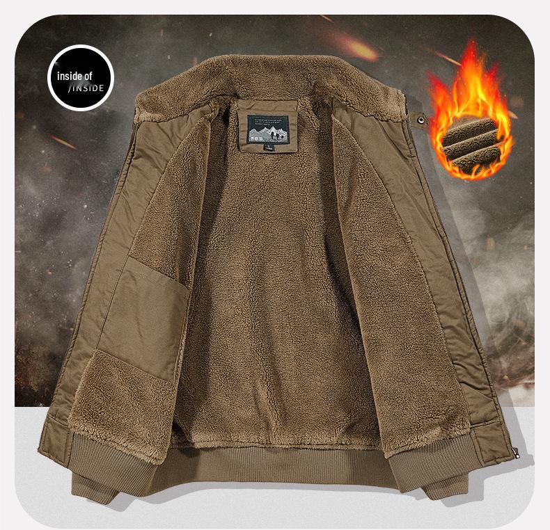 Men's Winter Fleece-Lined Bomber Jacket: High-End Fashion Outerwear for Cold Weather