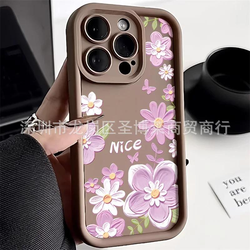 Oil Painting Flower Applies To Apple 17promax Mobile Phone Case iPhone16/15 Emery 14/13 Protective Case 11