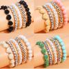 5pcs Bohemian Flower Beads Bracelets For Women New Boho Crystal Charm Elastic Bracelets Bangles Set Female Vintage Jewelry Gifts