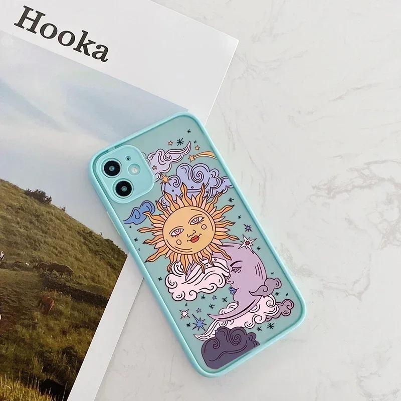 JAMULAR Funny Sun Moon Face Shockproof Phone Case For iPhone 17 16 15 14 13 12 11 Pro Max 7 Plus Mini 17E Matte Candy Back Cover