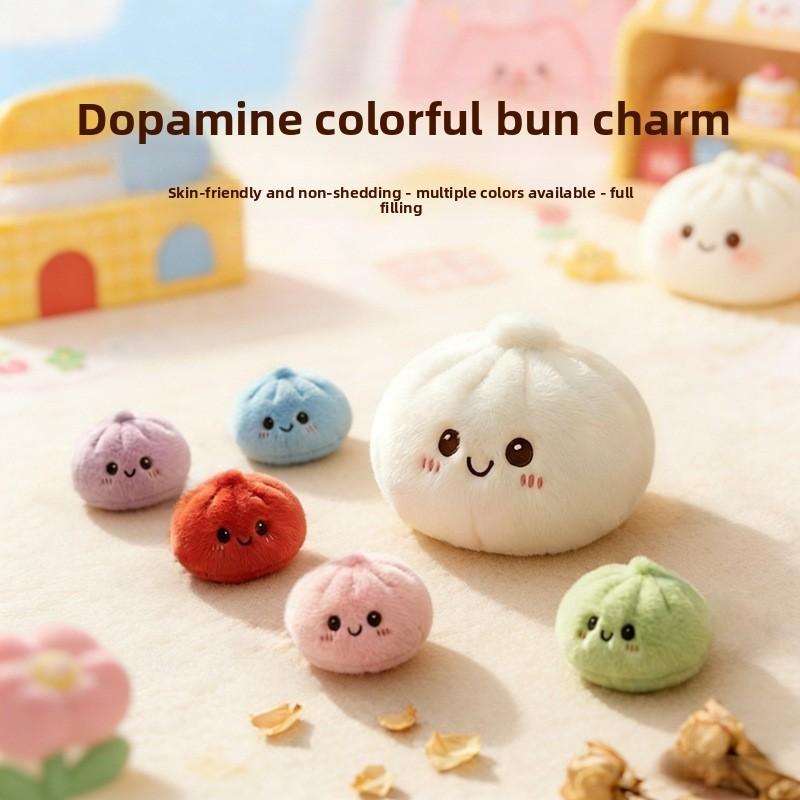Portachiavi Baozi Emoji Carino Peluche Morbido Cartone Animato Faccina Sorridente Per Bambini E Ragazzi