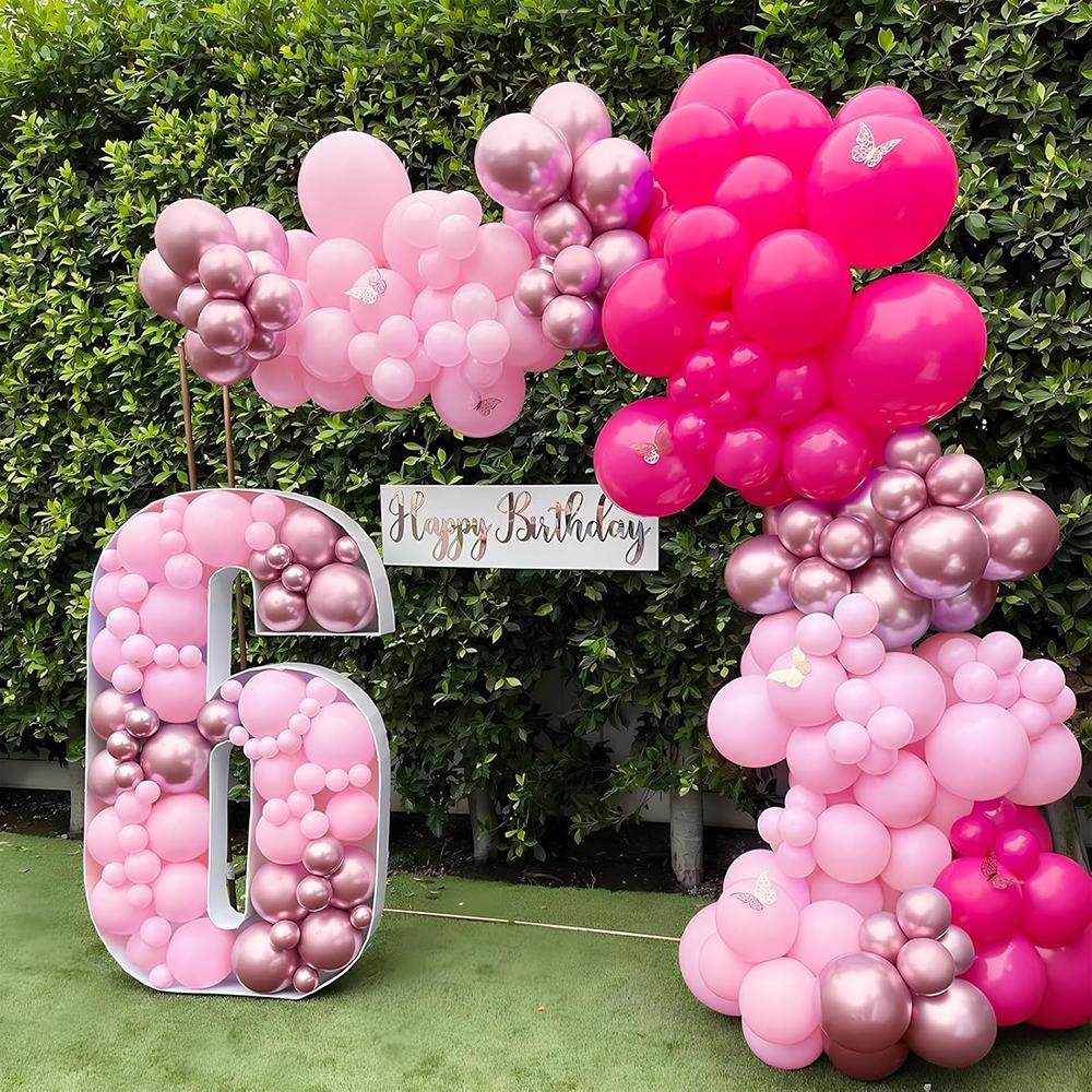 Hot Pink Balloons Garland Pastel Pink Balloon Arch Kit Baby Shower Gender Reveal Wedding Anniversary Birthday Party Decoration