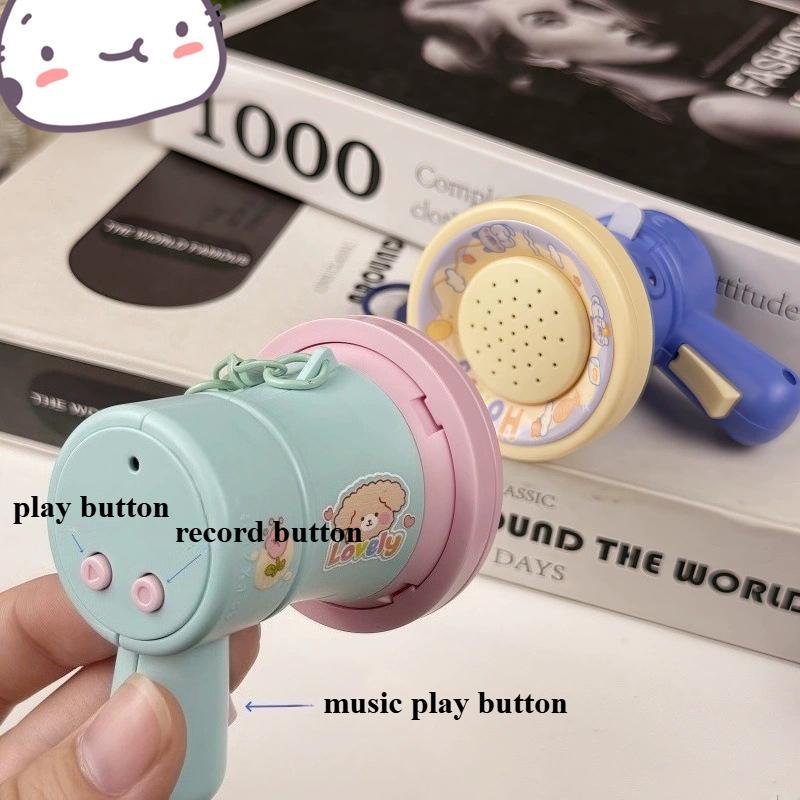 Cartoon Mini Voice Recorder Keychain Handheld Megaphone Speaker Backpack Pendant Bag Hanging Charm Kids Birthday Gift