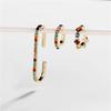 Women Cubic Zircon Rainbow Earrings Cubic Zirconia Ear Cuff Set Female Stylish Fashionable Gold Tone Huggie Clip On Earrings Earcuff Crystal Stone