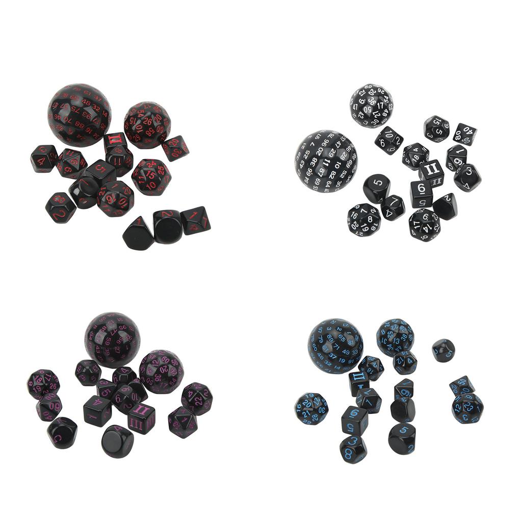 15Pcs Polyhedral Dice Set Acrylic D3 to D100 Table Gaming Dices for Role Playing Table Games Party S