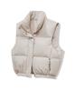 Vivabrown 85-Viva048 High-Neck Leather Crop Padded Vest Ivory