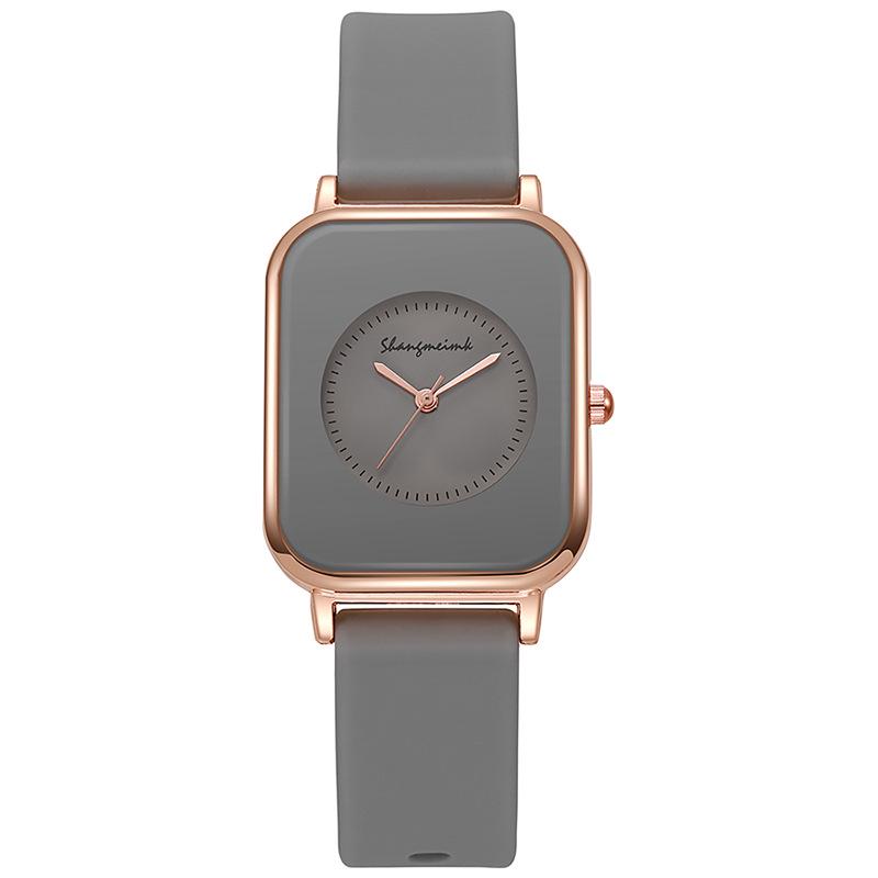 Student Women's Casual Quartz Watch with Square Face and Silicone Strap