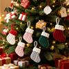 Mini Christmas Stockings Tableware Holder, Knitted Spoon Knife Fork Decorative Stocking Pendants Bag for Fireplace, Tree, Holiday Party Dinner