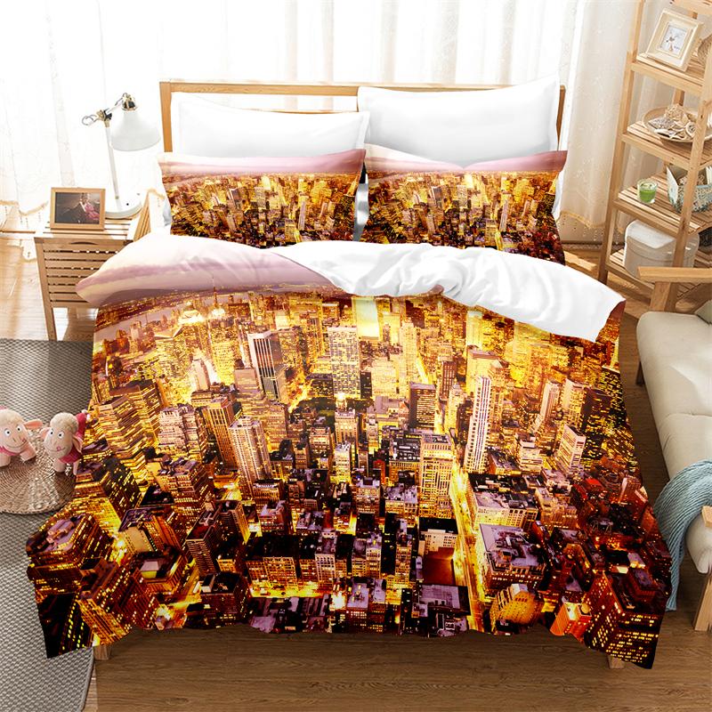 City Night Scene Bedding Set Duvet Cover Set 3d Bedding Digital Printing Bed Linen King Queen Size Bedding Set Fashion Design