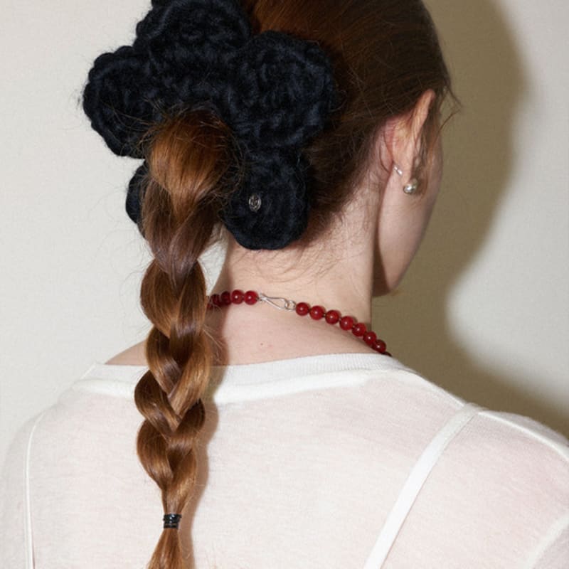 

Slowslowly Шерсть 100% Ручная работа Крючком Большая ромашка Резинка для волос _ Черный Black