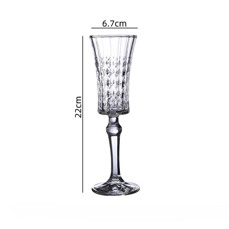 French Vintage Etched Glass Champagne Flute Wine Cup Ins Style Highball Goblet