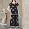 Damen Plus Size Boho-Print 2-teiliges Set, Kurzarm-Oberteil & Capri-Hose (XL-5XL)