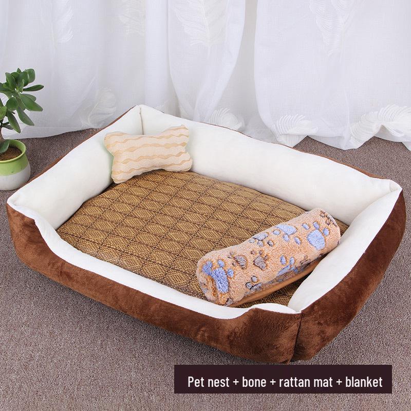 Warm Dog Bed: Cozy Spot for Small, Medium & Large Breeds - Pet Nest & Mat
