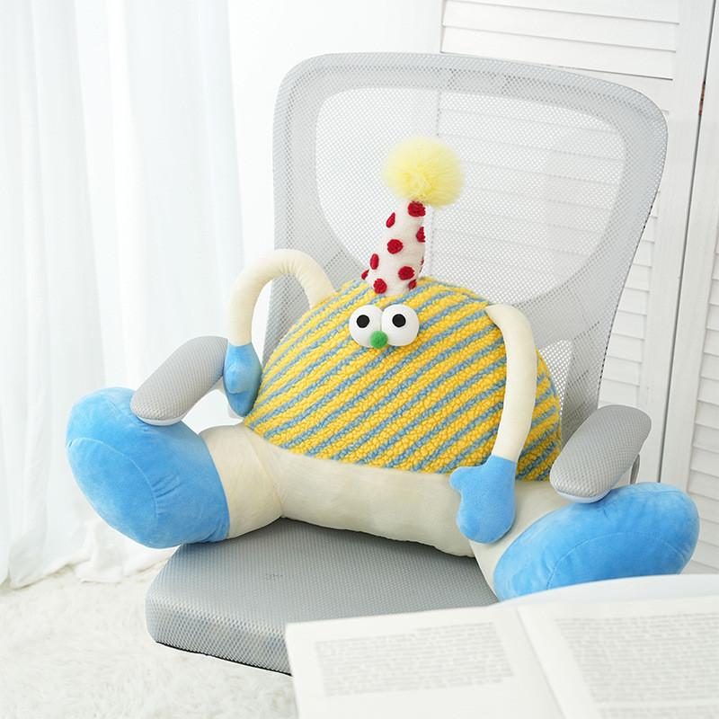 Cartoon Monster Plush Cushion With Soft Sherpa Cover For Lounge And Bed Decor