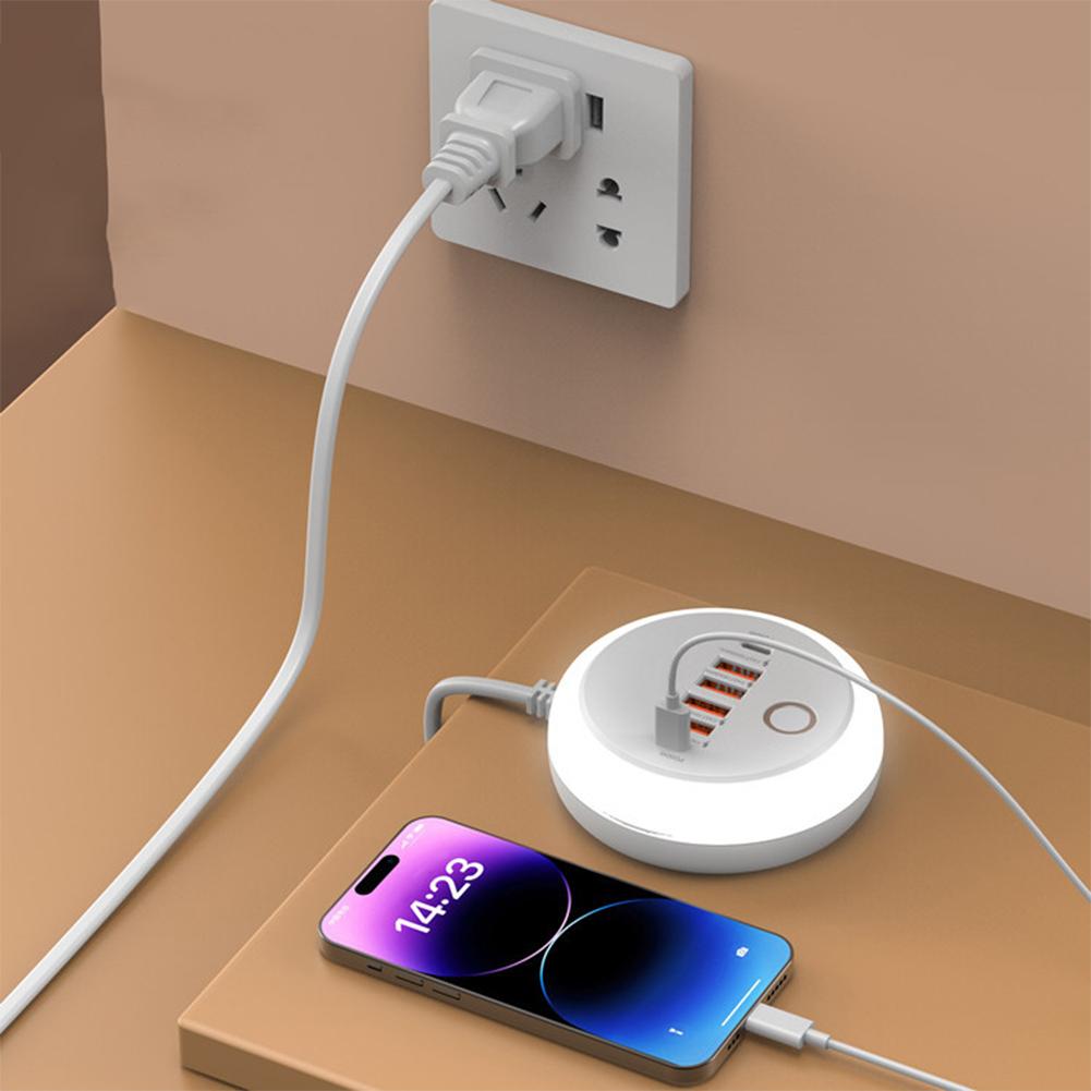 PD20W Multi Port Socket with LED Light 2 Type-C+4 USB Fast Charging Wall Charger USB Adapter Charger for Phones Tablets