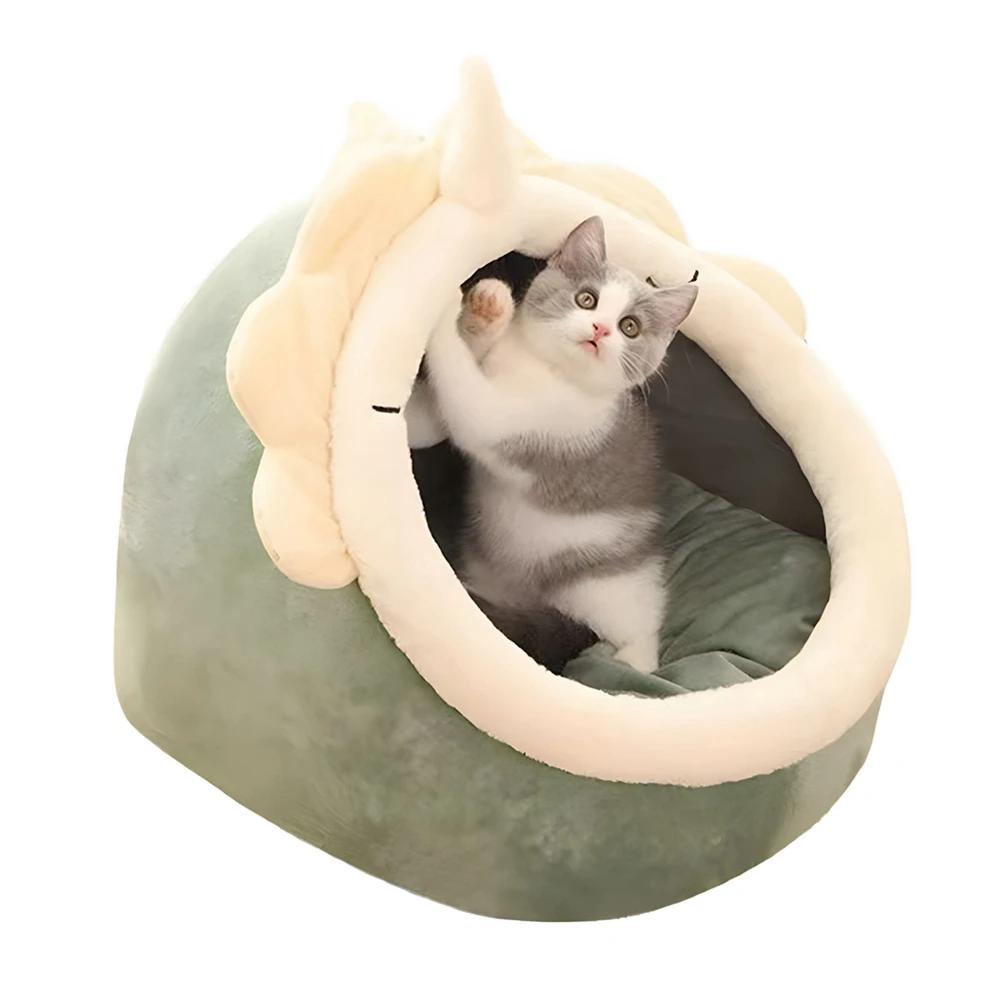 

Winter Cat Bed Warm Pet Basket Kitten Lounger Cushion Cat House Tent Soft Small Dogs Mat Bag For Washable Cave Cat Bed M (40X38x34cm)