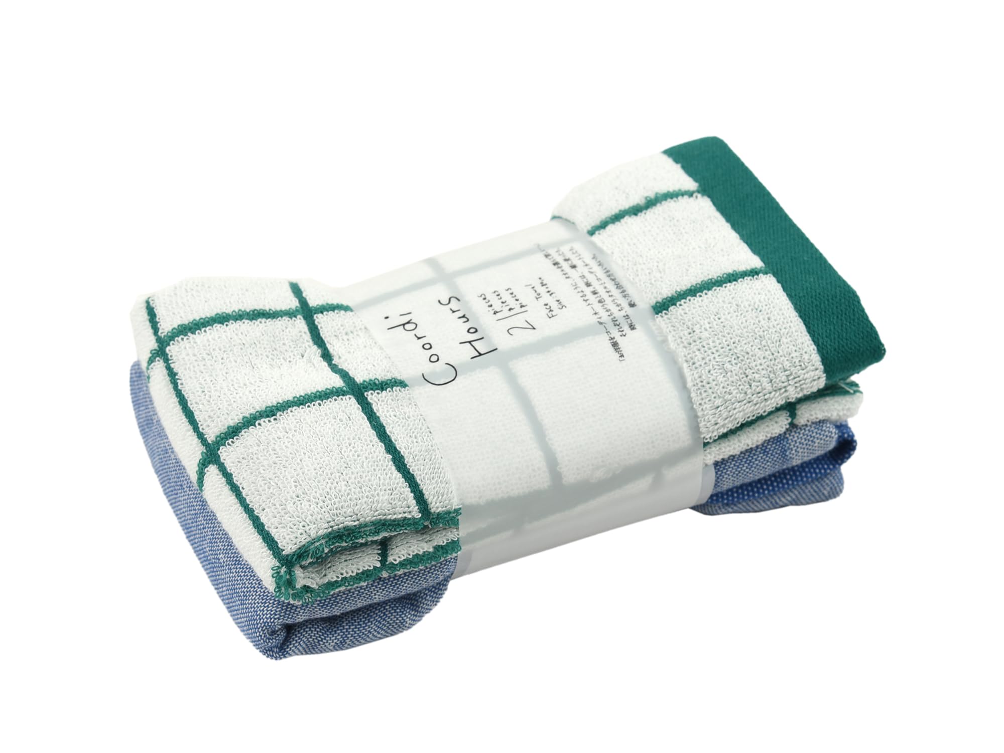 

Kosugizen Coordi Hours Face Towel Check Color Indigo Green 34 x 80cm Coordinate with towels Medium thickness type Set of 2 #02 + (standard) CDZG-02-14