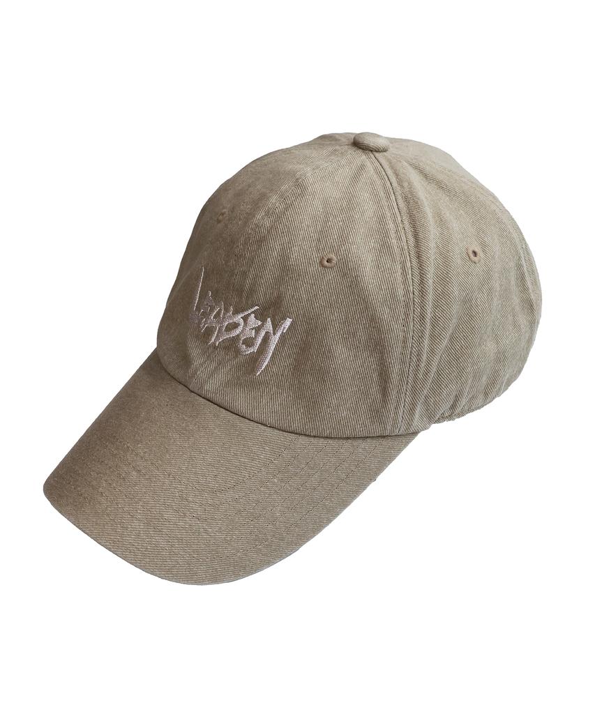 LEADEN Vintage Washed Calligraphy Ball Cap [Beige]