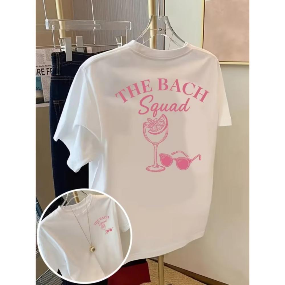 Letter Print T-Shirt Unisex Casual Crew Neck Tee Coffee Cup Graphic Soft Comfortable Shirt for Summer