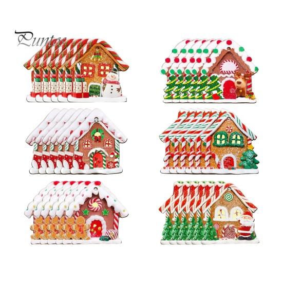 DIY Christmas Party Supplies 24/36Pcs Gingerbread House Ornaments, Wooden Xmas Tree Decor with Rope, Hanging Decorations Ornaments for Holiday