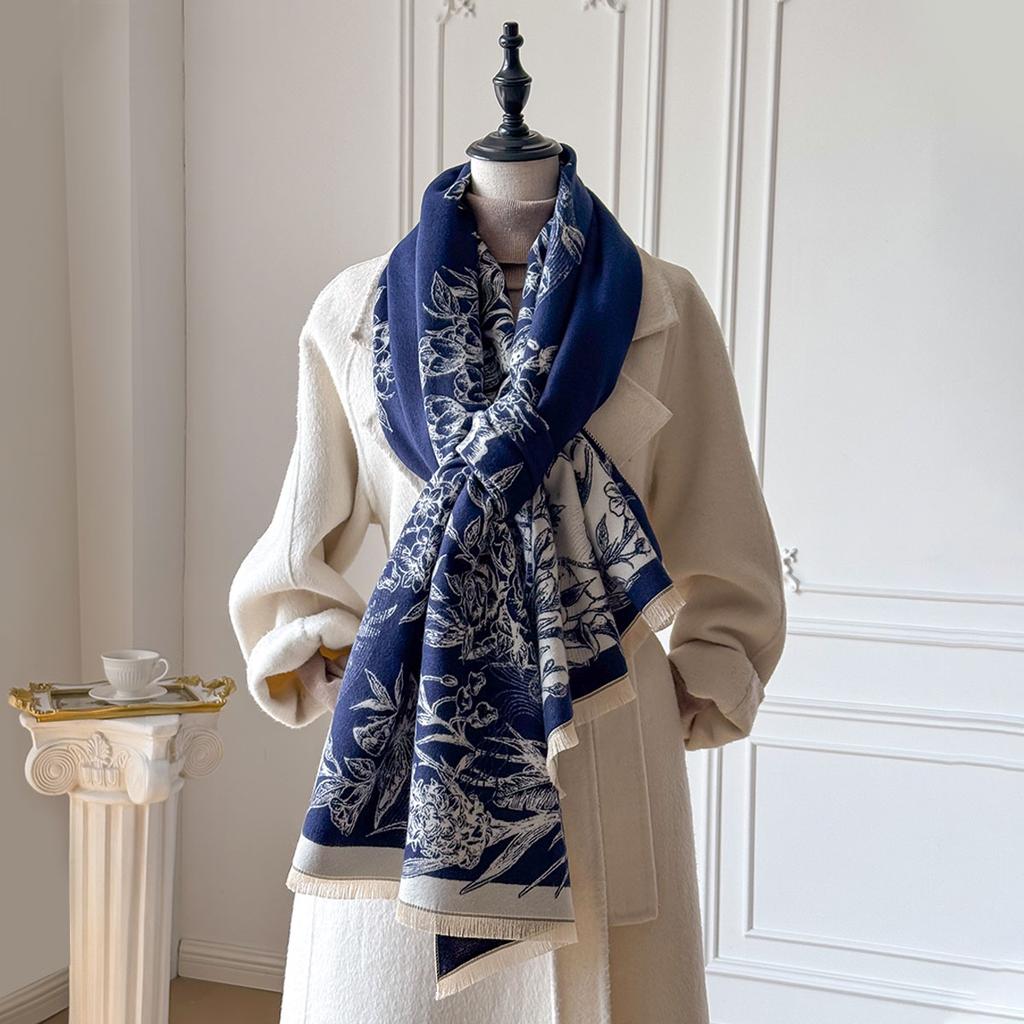 Winter Warm Scarf Women Pashmina Shawl Blanket Wraps Female Imitation Cashmere Foulard Bandana Thick Scarves Hijab
