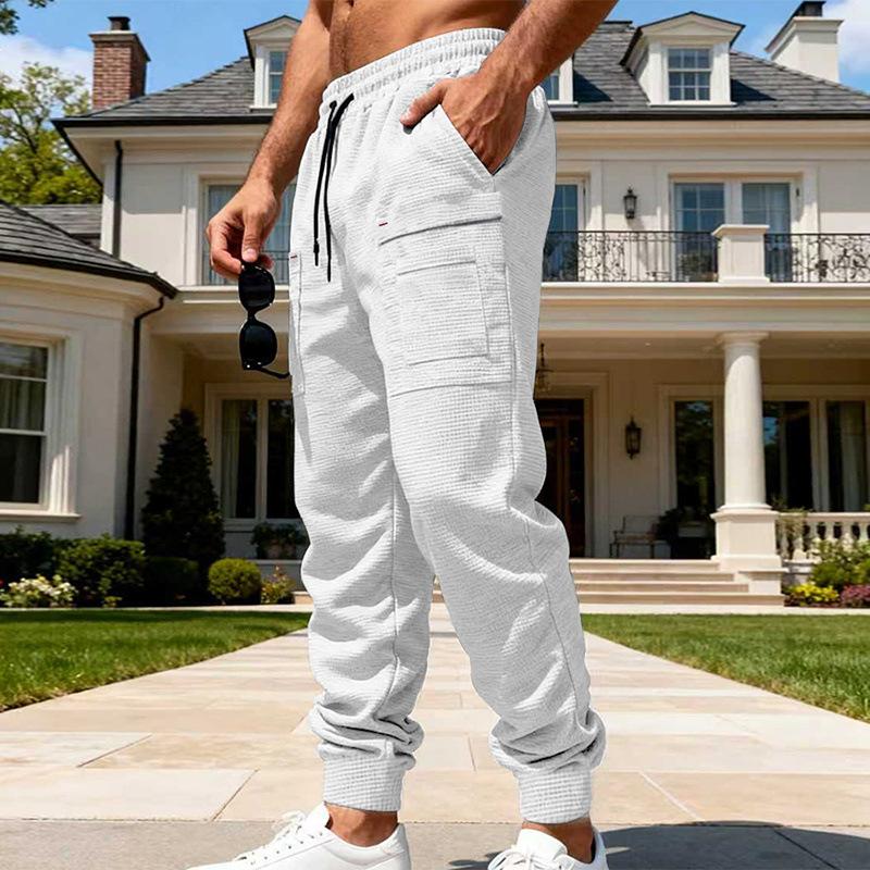 Amerikanischer Frühling Herbst Herren Locker Waffel Lässig High Street Outdoor Sport Pendeln Arbeitskleidung Atmungsaktive Jogginghose