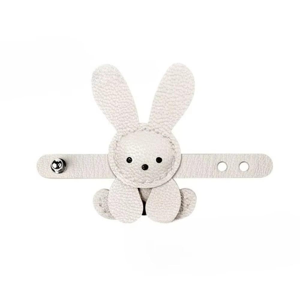 Kawaii Cartoon Bunny Bag Charm PU Leather DIY Bag Pendant Solid Color Adjustable Bag Decoration белый