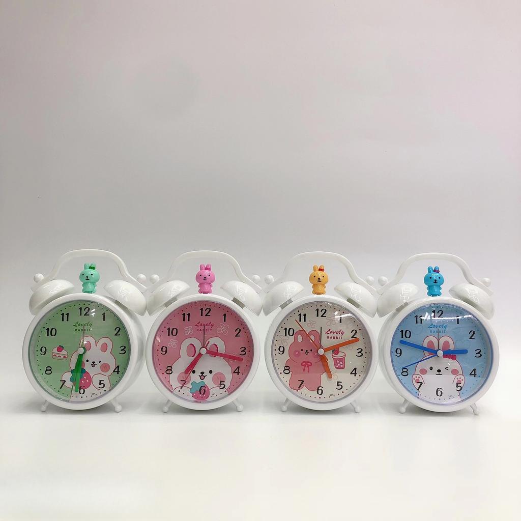 Alarm Clock for Children's Student Bedroom Bedside Clock Simple Cute Rabbit Creative Fake Tying Clock