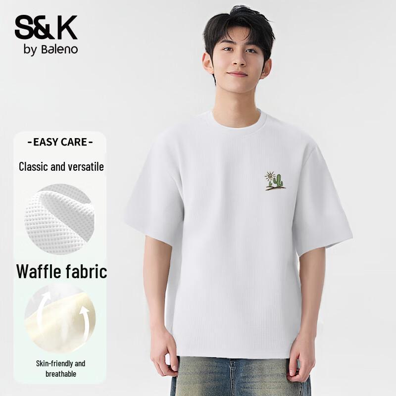 Baleno S&K Series Men's Waffle Knit Loose Fit Short Sleeve T-shirt