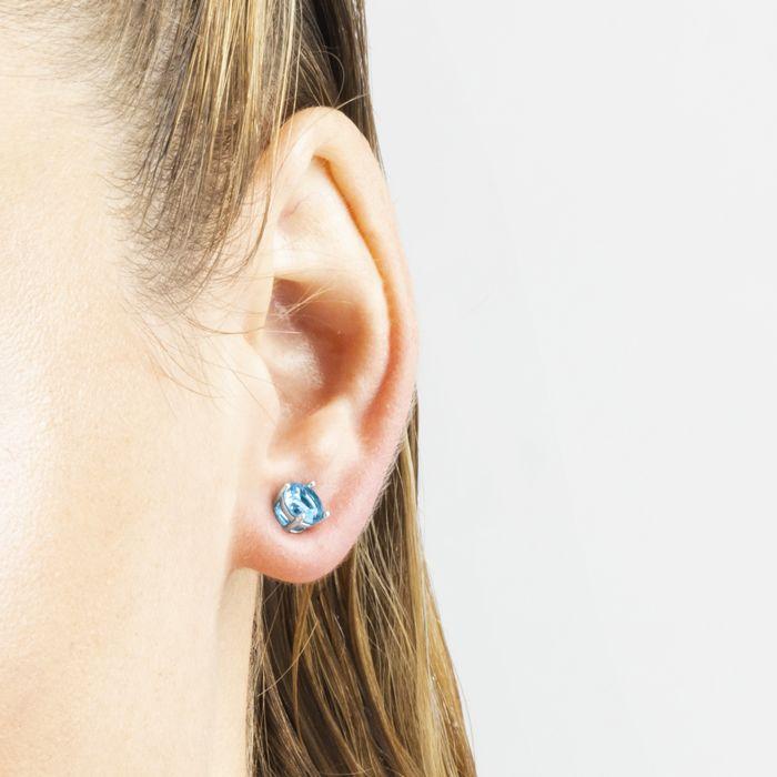 Boucles D'oreilles - LUXENTER - Otieno - Argent 925 - Plaqué or Jaune 18 Carats - Quartz Bleu