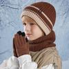3Pcs Children Winter Hat Neck Warmer Gloves Set Fleece Lining Kids Beanie Scarf Suit Outdoor Child Cap for Girls Boys 4-10Y