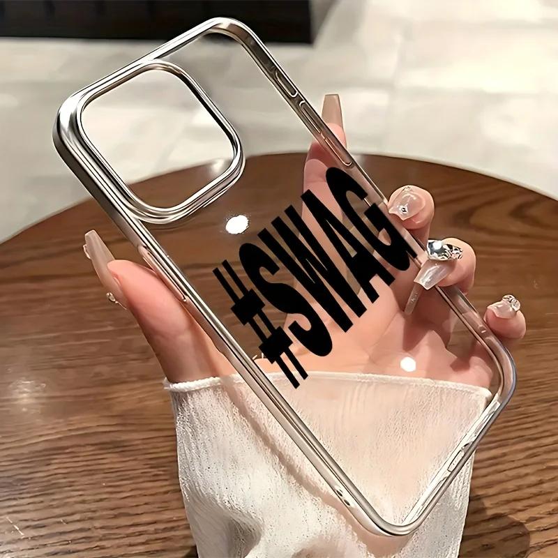 Funda de Teléfono Sencilla Ins Moda Trendy Texto en Inglés S-SWAG para iPhone 17AIR 16E 15 14 13 12 11 PRO MAX XSMAX XR 7 8 PLUS Cubierta Y2K