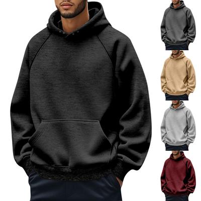 Men's Casual Fleece-Lined Hoodie With Drawstring - Pullover Sweatshirt Athletic Long-Sleeve Shirt