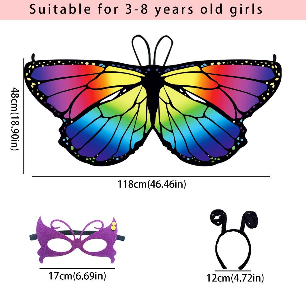 Fancy Dress Butterfly Wings Cape Colorful Kids Costume Fairy Butterfly Costume  Gift