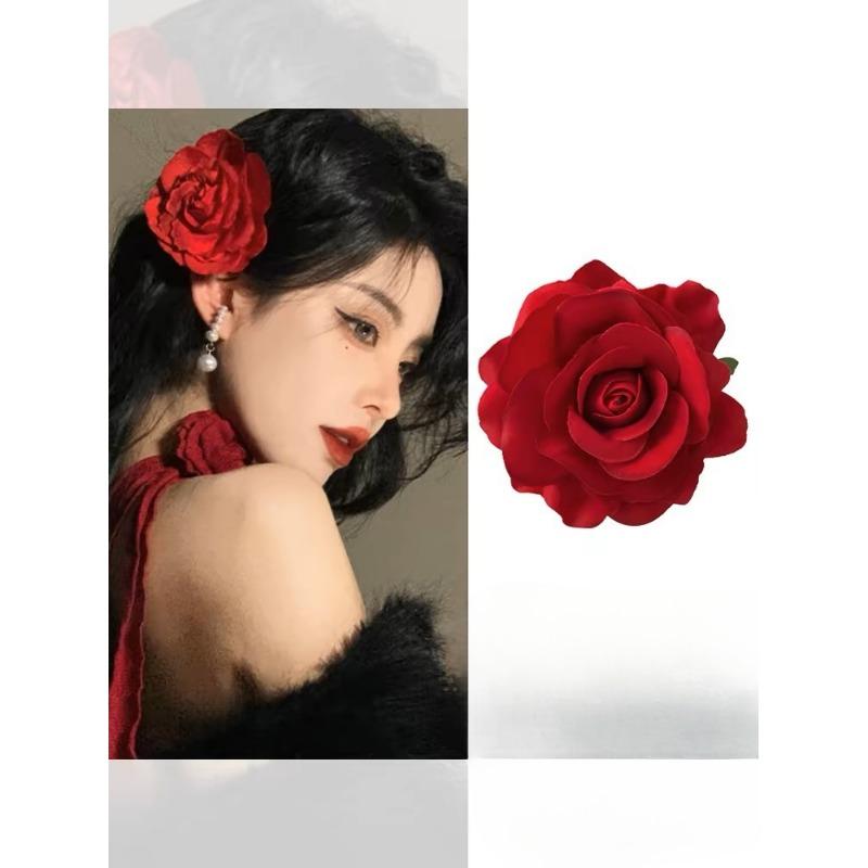 

Супер сказочная заколка для волос с цветами для фотоатмосферы, заколка для волос для девочки, пион, камелия, головной убор Big red rose
