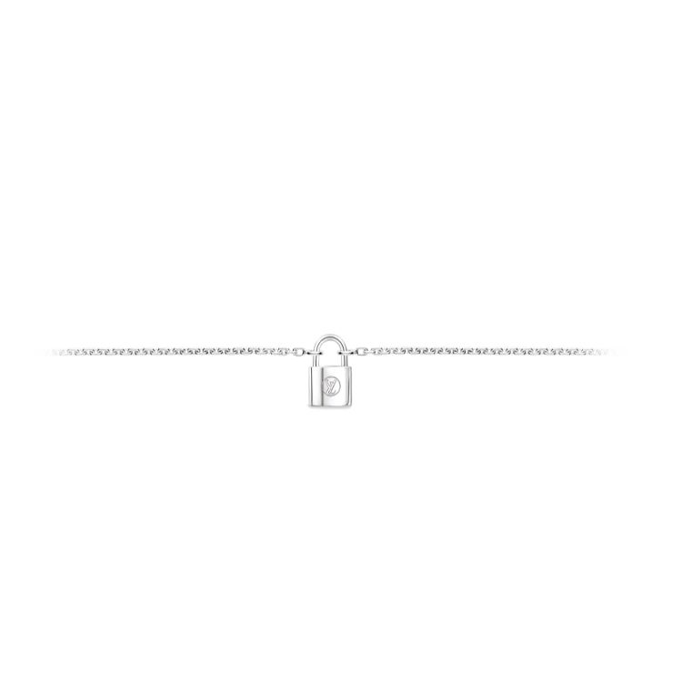 Louis Vuitton Logo Lock Pure Silver Bracelet Women bracelet Q95450