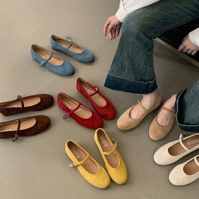 Fashion Elegant Women's Round Toe Shoes Barefoot Velvet Mary Jane Shoes Women's Daily Office Loafers Slip On Women's Ballet Shoes