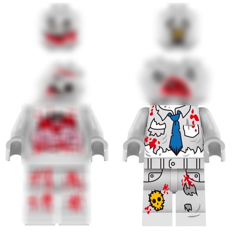Zombie Mutant Two-Headed Figure Building Blocks - Halloween Toy