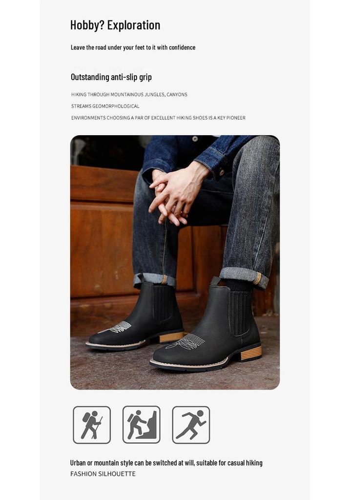 Men's Mid-Calf Chelsea Leather Boots - Autumn/Winter British Style, Versatile, Large Size Martin Boots