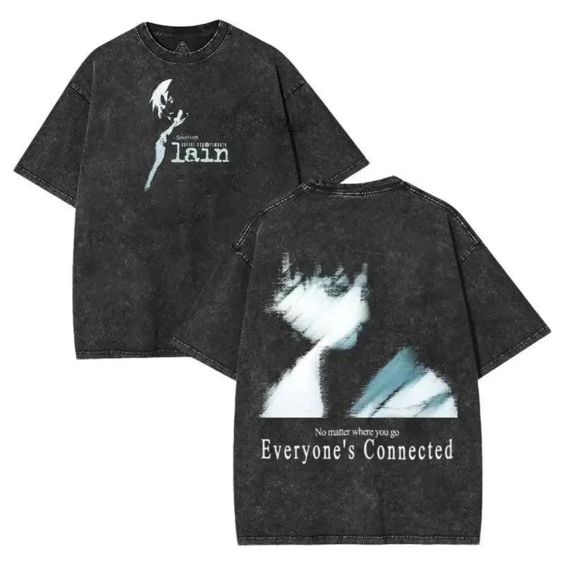 Retro Vintage Serial Experiments Lain Anime Unisex Anime Manga Prané Těžká Bavlna