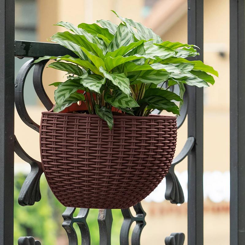Semi-circular Flower Pot Wall-mounted No-punching Flower Basket Garden Planter Bucket Hanging Basket Flowerpot For Home Decor