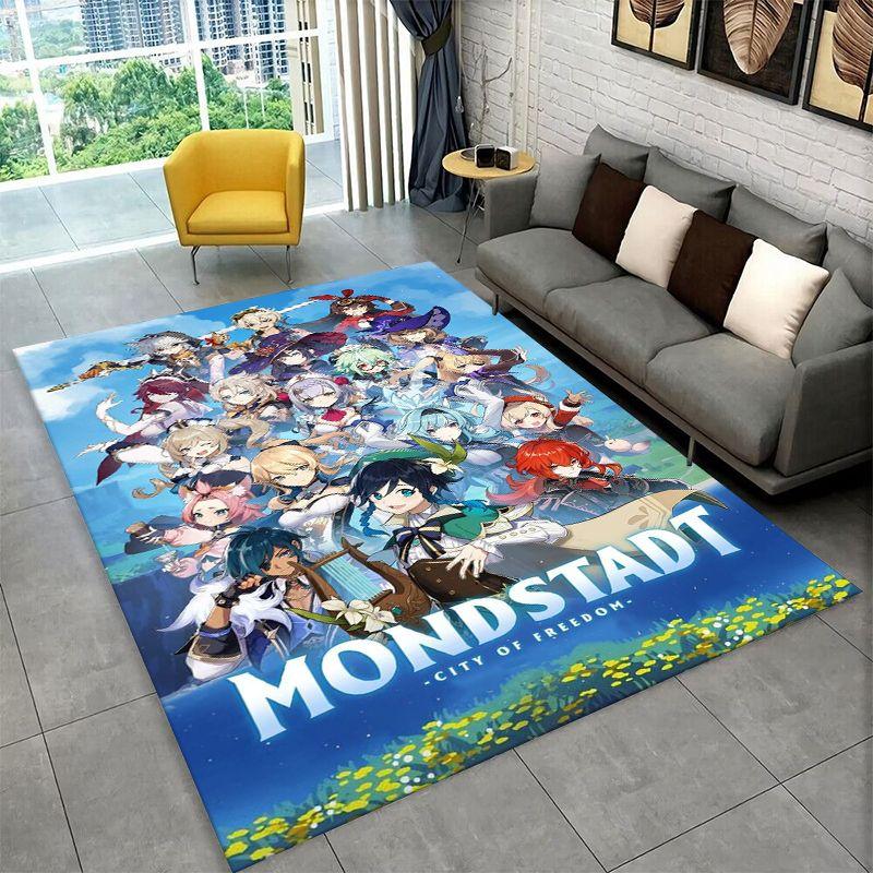 New Genshin Impact Cartoon Game Carpet Rug for Bedroom Living Room Sofa Playroom Doormat Home Decor,Kid Area Rug Non-slip gift