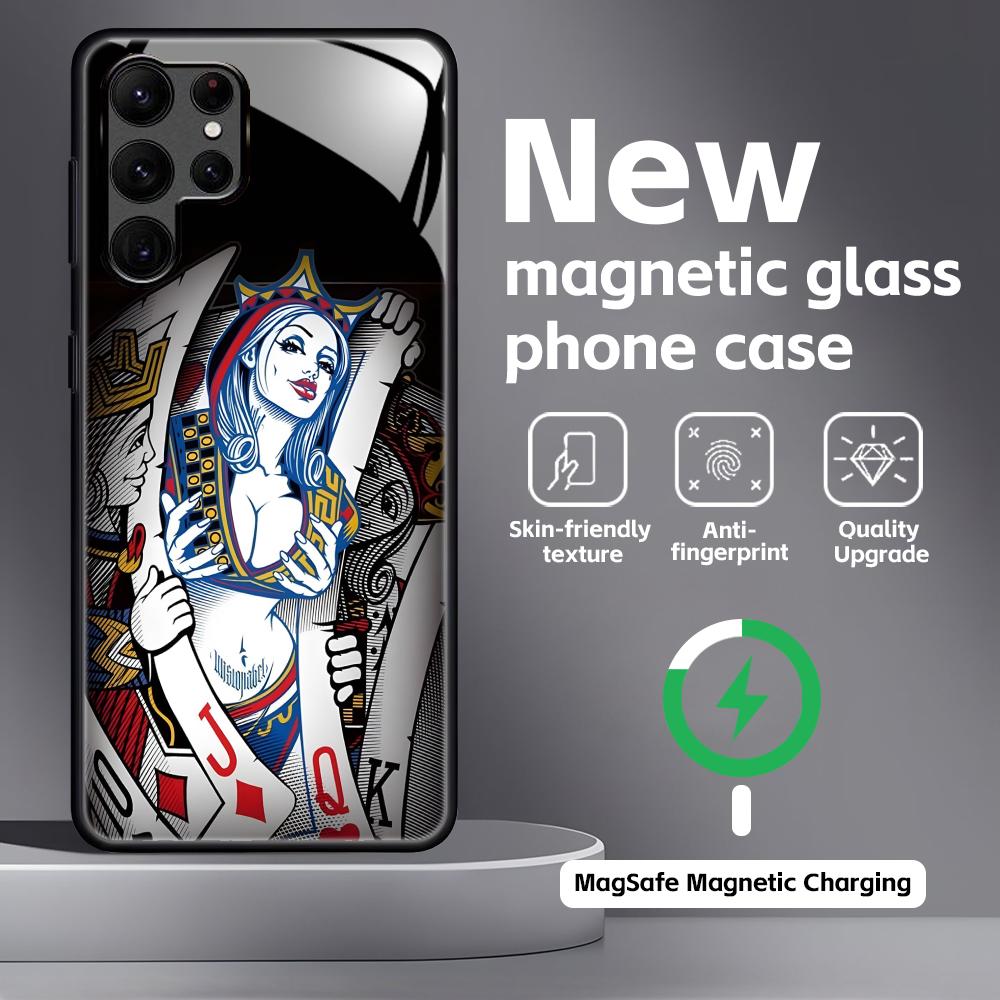 poker Phone Case For Samsung S26 S25 S24 S23 S22 S21 Plus Ultra Note20 Glass Magnetic Case
